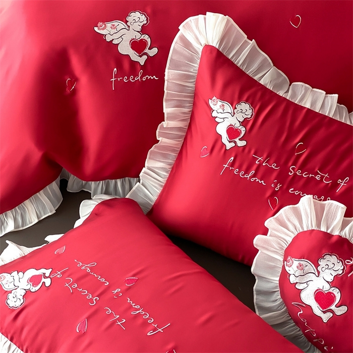 91家纺网 家纺一手货源 找家纺 MIU缪家居2025新款100S全棉四件套-遇见爱（控价368） 红