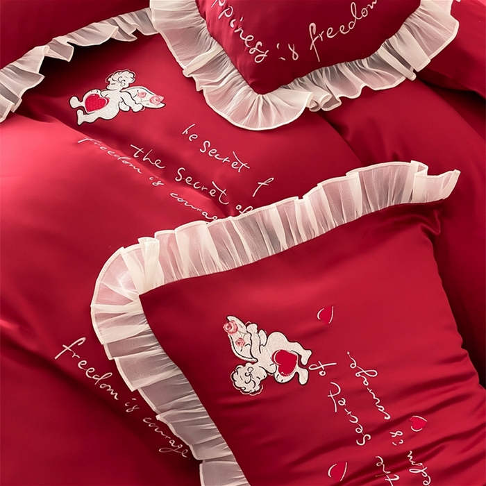 91家纺网 家纺一手货源 找家纺 MIU缪家居2025新款100S全棉四件套-遇见爱（控价368） 红