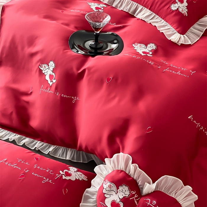 91家纺网 家纺一手货源 找家纺 MIU缪家居2025新款100S全棉四件套-遇见爱（控价368） 红