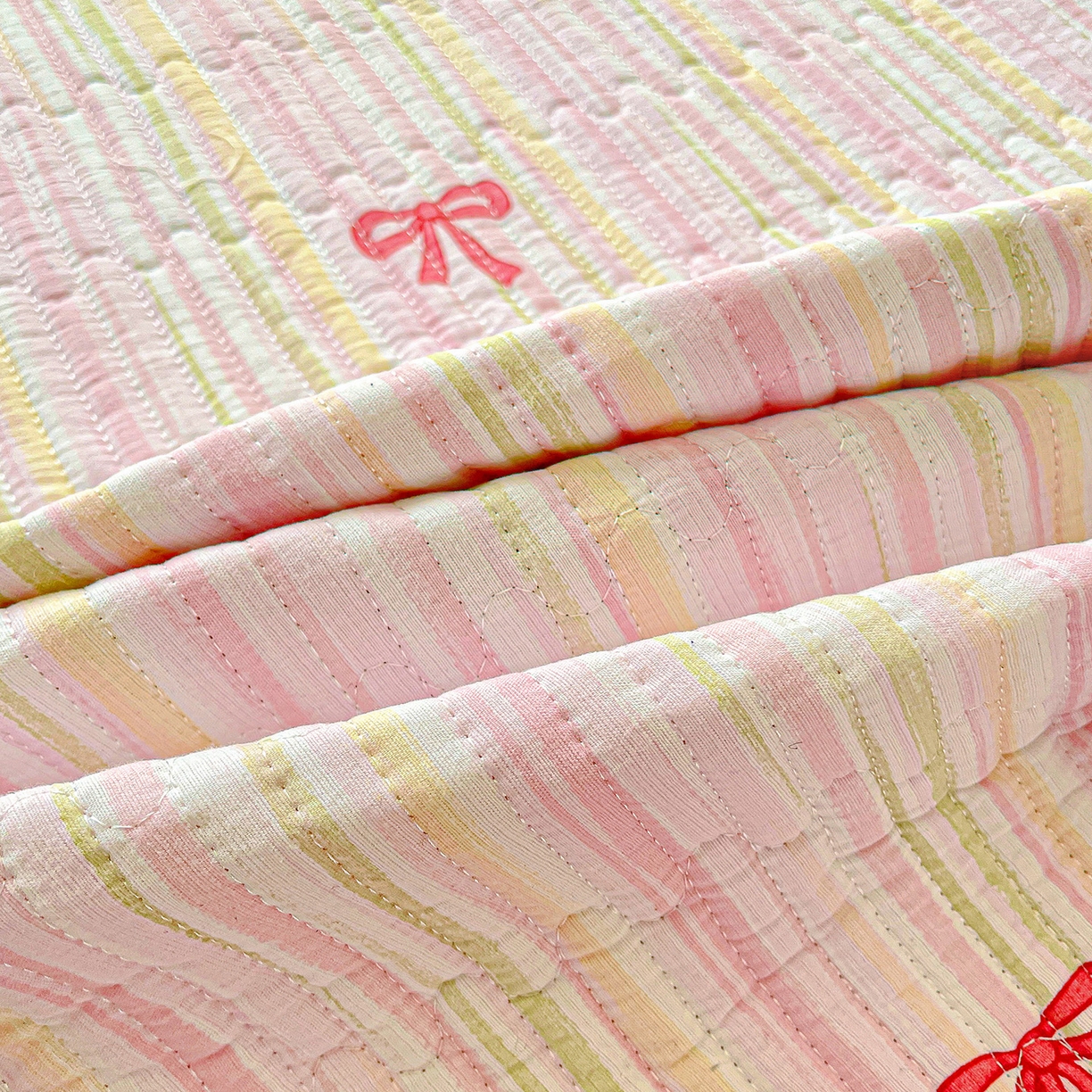 91家纺网 家纺一手货源 找家纺 恒尚居 2025新款云感皱皱纱床盖花边床单双层纱床盖三件套-四季款【系列二】 花边款-完美日记