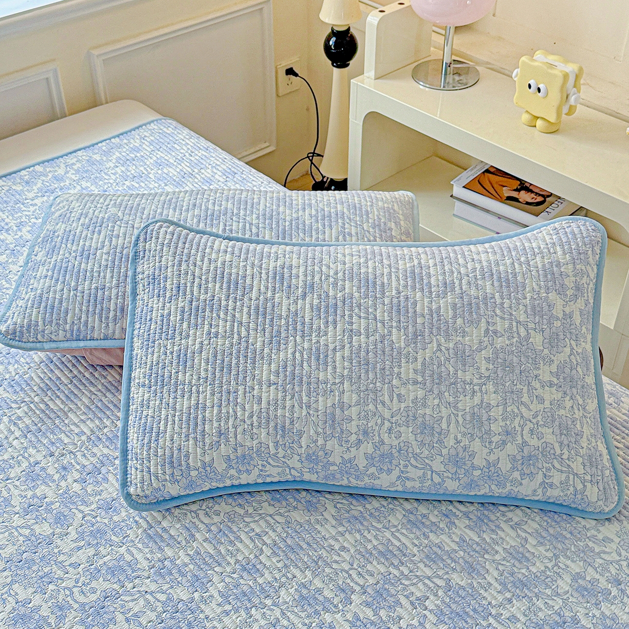 91家纺网 家纺一手货源 找家纺 （总）嘉庭居 2025新款云感皱皱纱床盖花边床单双层纱床盖三件套-四季款【系列一】