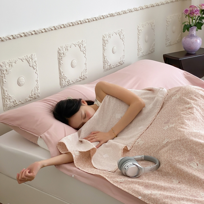 91家纺网 家纺一手货源 找家纺 Sweet dreams甜梦 2025新款全棉双层纱旅行 酒店睡袋 伯克利小熊-粉
