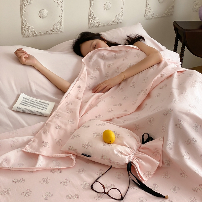 91家纺网 家纺一手货源 找家纺 Sweet dreams甜梦 2025新款全棉双层纱旅行 酒店睡袋 莓莓芝士-粉