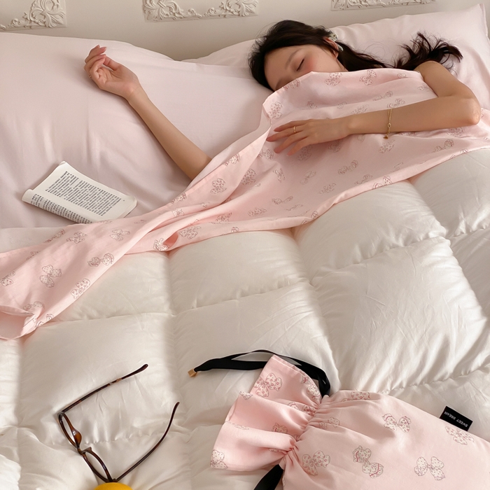 91家纺网 家纺一手货源 找家纺 Sweet dreams甜梦 2025新款全棉双层纱旅行 酒店睡袋 莓莓芝士-粉