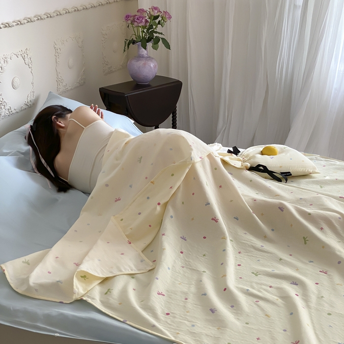 91家纺网 家纺一手货源 找家纺 Sweet dreams甜梦 2025新款全棉双层纱旅行 酒店睡袋 奶芙蝴蝶结