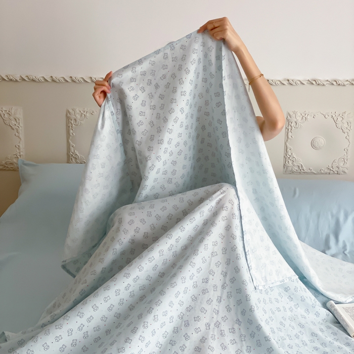 91家纺网 家纺一手货源 找家纺 Sweet dreams甜梦 2025新款全棉双层纱旅行 酒店睡袋 奶油小熊-兰