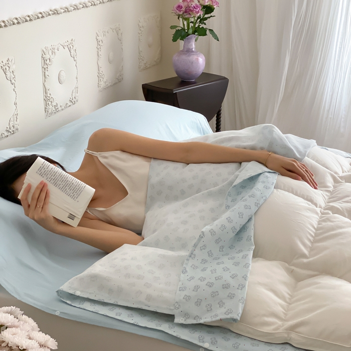 91家纺网 家纺一手货源 找家纺 Sweet dreams甜梦 2025新款全棉双层纱旅行 酒店睡袋 奶油小熊-兰