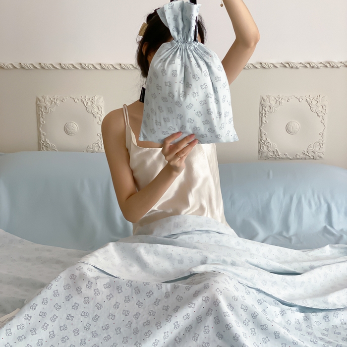 91家纺网 家纺一手货源 找家纺 Sweet dreams甜梦 2025新款全棉双层纱旅行 酒店睡袋 奶油小熊-兰