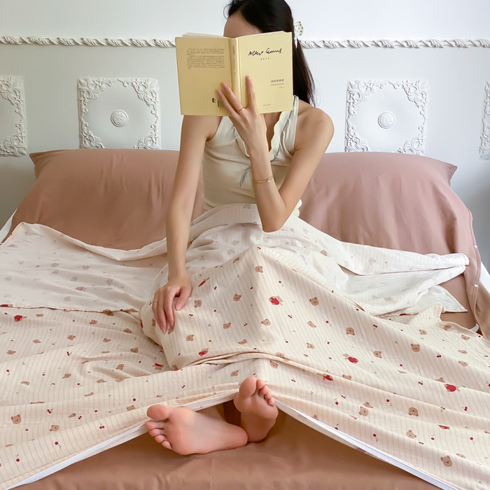 91家纺网 家纺一手货源 找家纺 Sweet dreams甜梦 2025新款全棉双层纱旅行 酒店睡袋 苹果抱抱-米