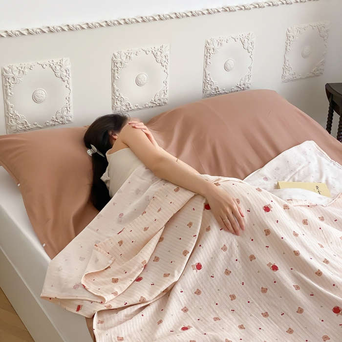 91家纺网 家纺一手货源 找家纺 Sweet dreams甜梦 2025新款全棉双层纱旅行 酒店睡袋 苹果抱抱-米