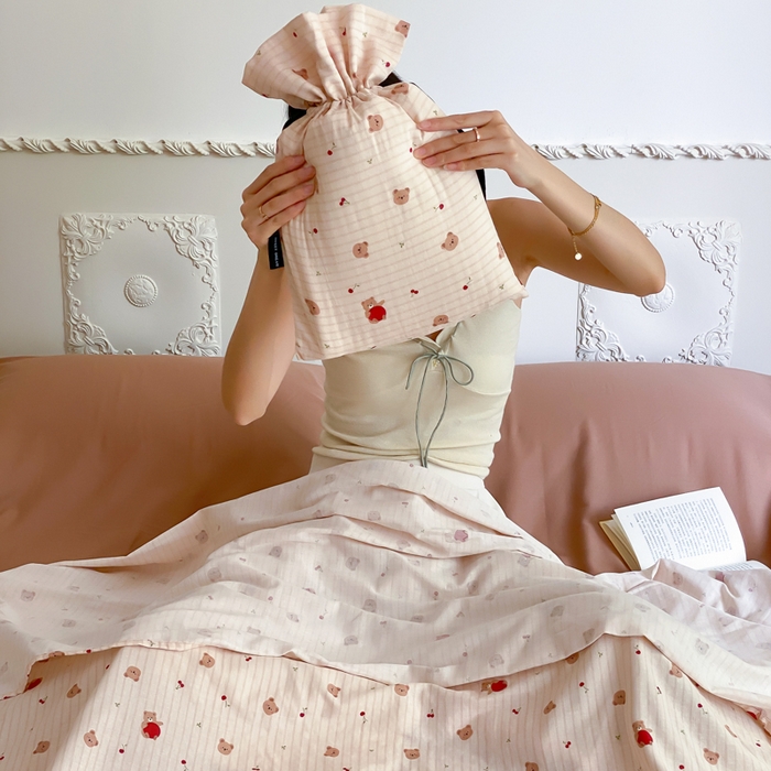 91家纺网 家纺一手货源 找家纺 Sweet dreams甜梦 2025新款全棉双层纱旅行 酒店睡袋 苹果抱抱-米