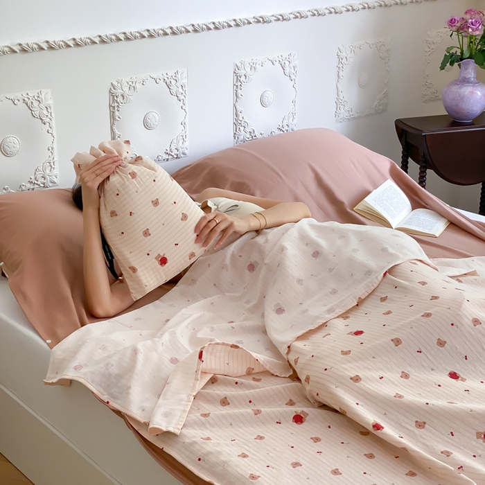 91家纺网 家纺一手货源 找家纺 Sweet dreams甜梦 2025新款全棉双层纱旅行 酒店睡袋 苹果抱抱-米