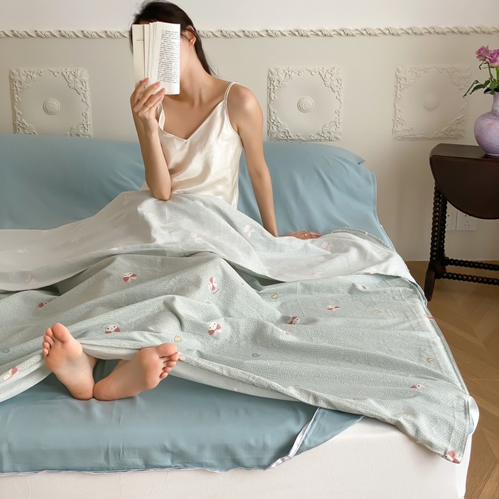 91家纺网 家纺一手货源 找家纺 Sweet dreams甜梦 2025新款全棉双层纱旅行 酒店睡袋 小兔波比-兰