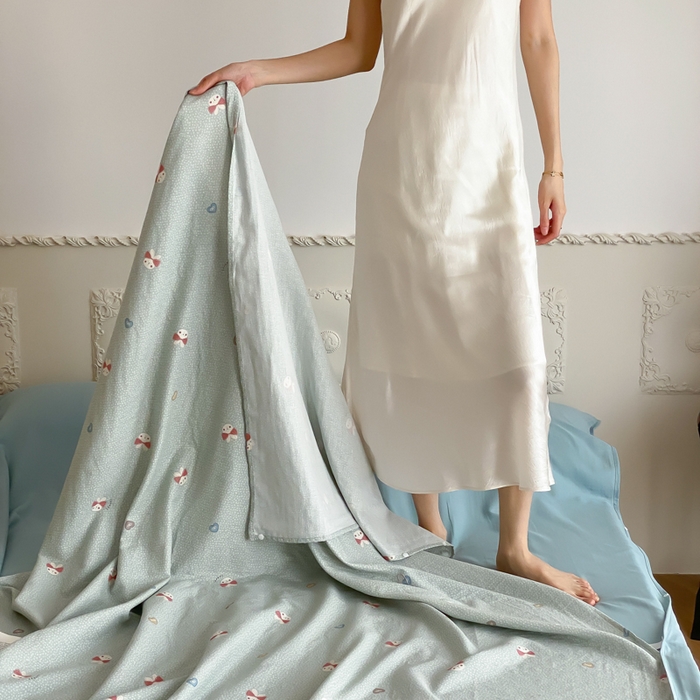 91家纺网 家纺一手货源 找家纺 Sweet dreams甜梦 2025新款全棉双层纱旅行 酒店睡袋 小兔波比-兰