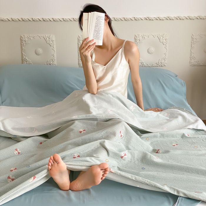 91家纺网 家纺一手货源 找家纺 Sweet dreams甜梦 2025新款全棉双层纱旅行 酒店睡袋 小兔波比-兰