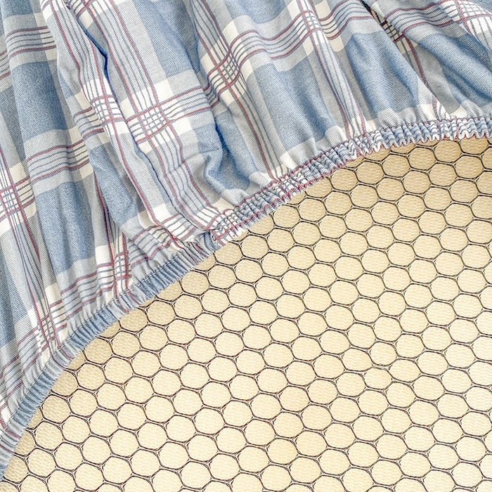 91家纺网 家纺一手货源 找家纺 凌云家纺 2025新款A类13372全棉学生床笠 麦田蓝