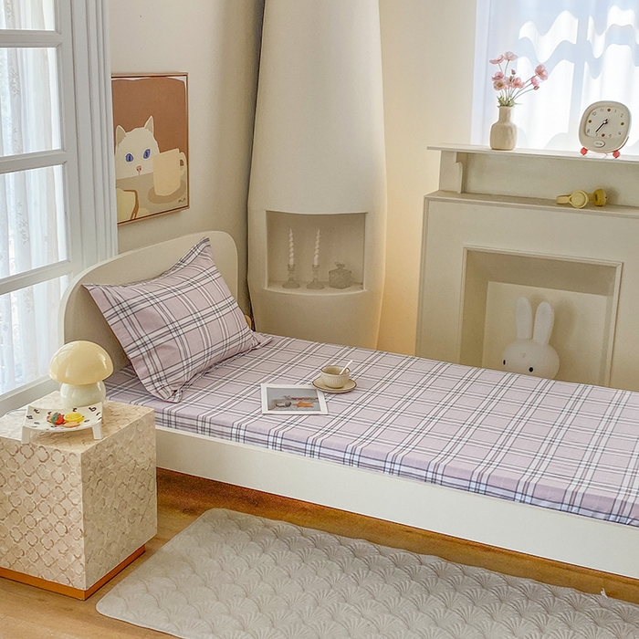 91家纺网 家纺一手货源 找家纺 凌云家纺 2025新款A类13372全棉学生床笠 绮梦粉