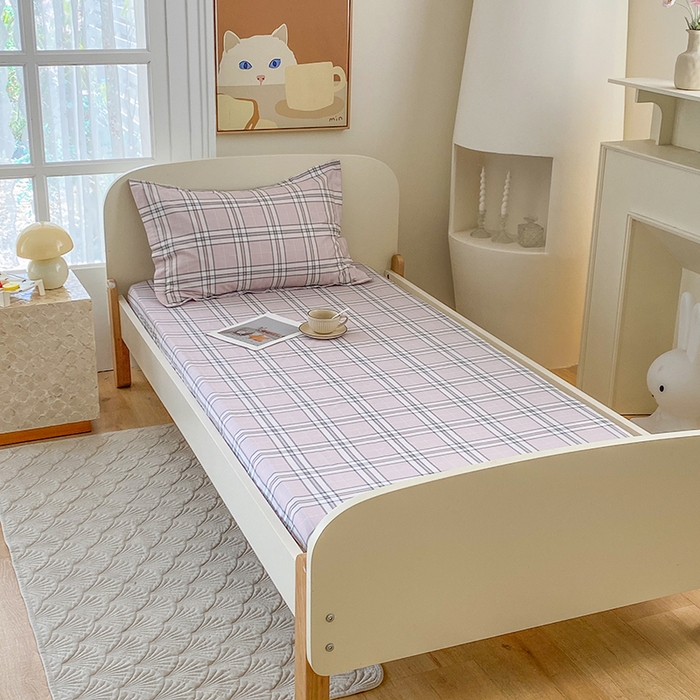 91家纺网 家纺一手货源 找家纺 凌云家纺 2025新款A类13372全棉学生床笠 绮梦粉