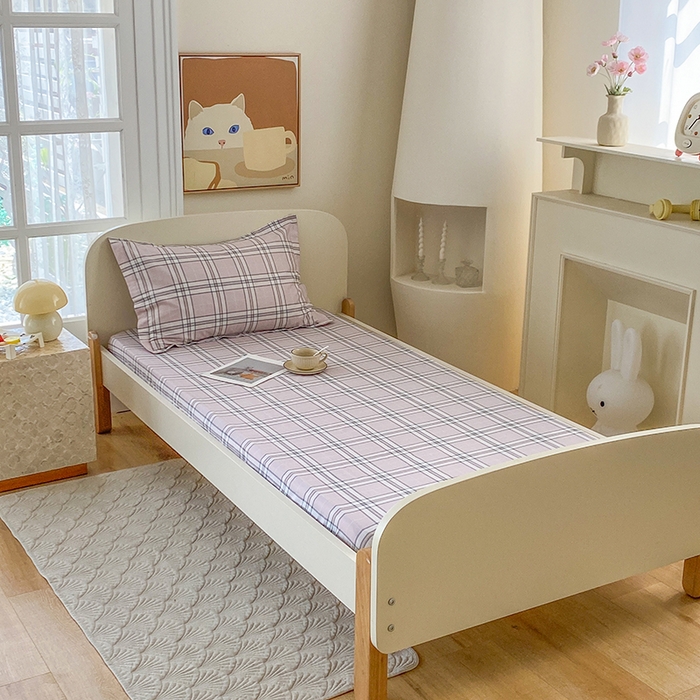 91家纺网 家纺一手货源 找家纺 凌云家纺 2025新款A类13372全棉学生床笠 绮梦粉