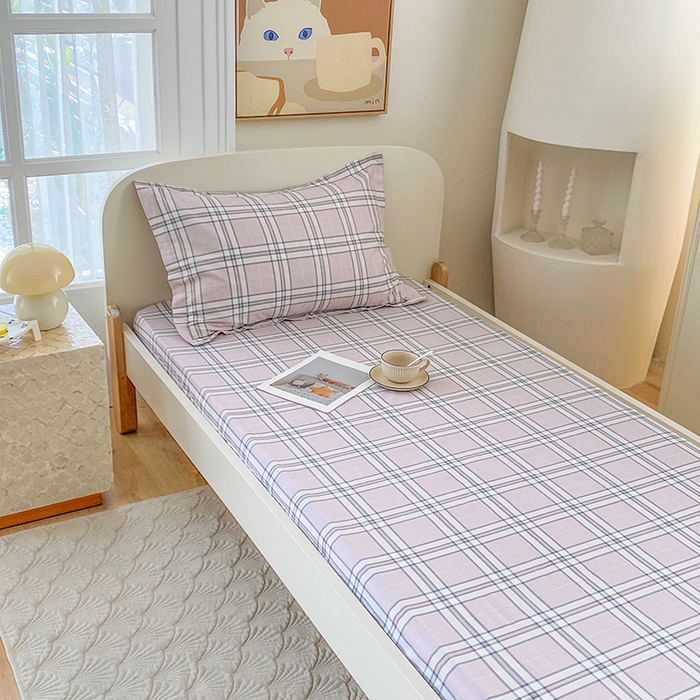 91家纺网 家纺一手货源 找家纺 凌云家纺 2025新款A类13372全棉学生床笠 绮梦粉