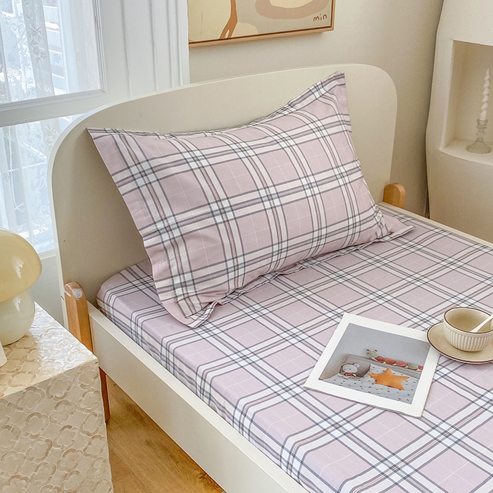 91家纺网 家纺一手货源 找家纺 凌云家纺 2025新款A类13372全棉学生床笠 绮梦粉