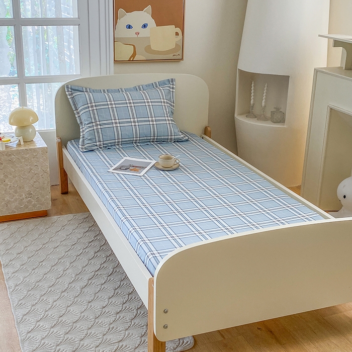 91家纺网 家纺一手货源 找家纺 凌云家纺 2025新款A类13372全棉学生床笠 绮梦蓝