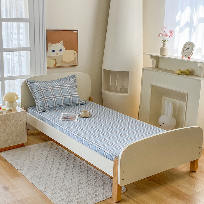 91家纺网 家纺一手货源 找家纺 凌云家纺 2025新款A类13372全棉学生床笠 绮梦蓝