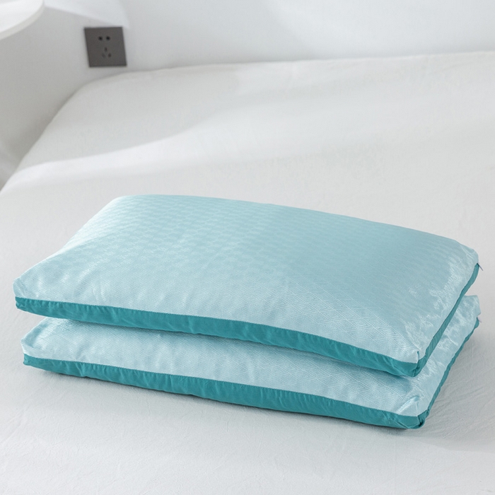 91家纺网 家纺一手货源 找家纺 芯奇想 2025春夏新款夏季双拼冰丝枕纯荞麦枕芯枕头单枕芯 冰丝全荞麦枕-冰蓝 35x55cm单枕/只