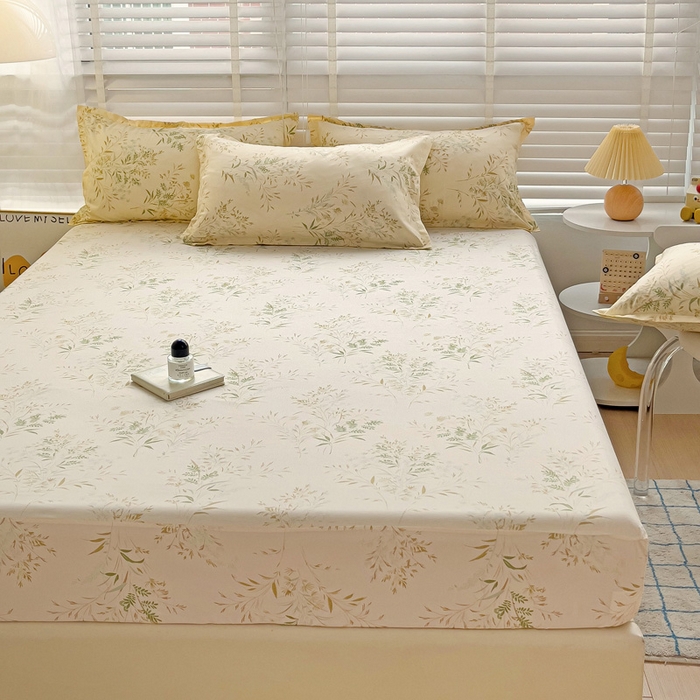 91家纺网 家纺一手货源 找家纺 （总） 楠沐家纺 2025新款印花亲肤芦荟棉水洗棉床笠