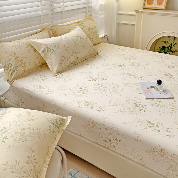 91家纺网 家纺一手货源 找家纺 （总） 楠沐家纺 2025新款印花亲肤芦荟棉水洗棉床笠