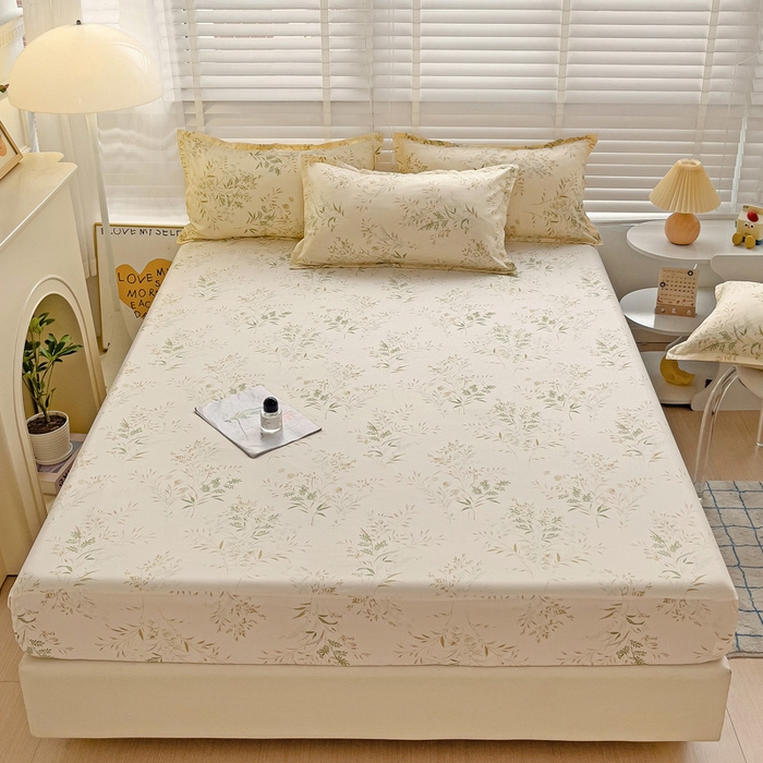 91家纺网 家纺一手货源 找家纺 （总） 楠沐家纺 2025新款印花亲肤芦荟棉水洗棉床笠