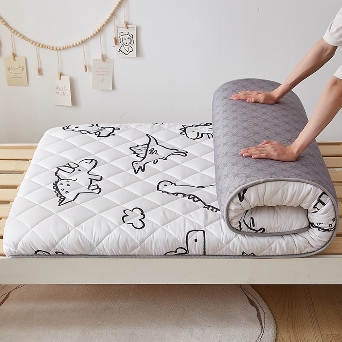 91家纺网 家纺一手货源 找家纺 暖季家纺 2025新款磨毛印花亲肤学生床垫 素描恐龙