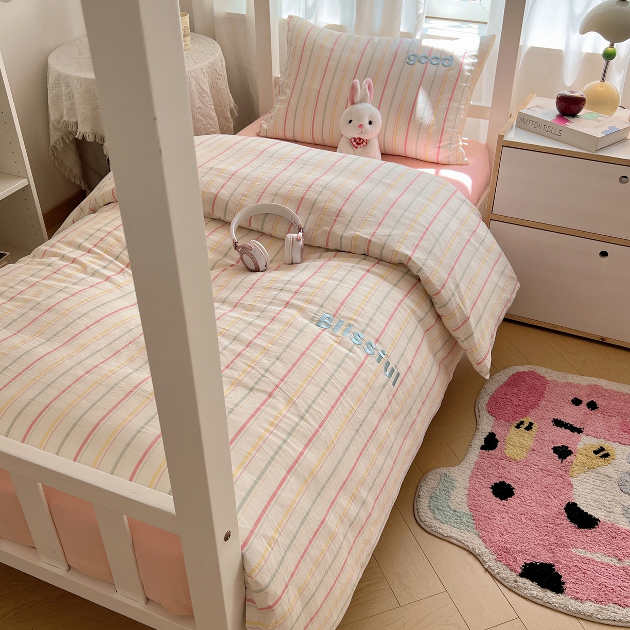 91家纺网 家纺一手货源 找家纺 （总）丽涵家纺 2025新款色织水洗棉刺绣学生三件套