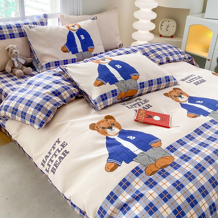 91家纺网 家纺一手货源 找家纺 友承家纺 2025新款芦荟棉亲肤四件套 熊先生