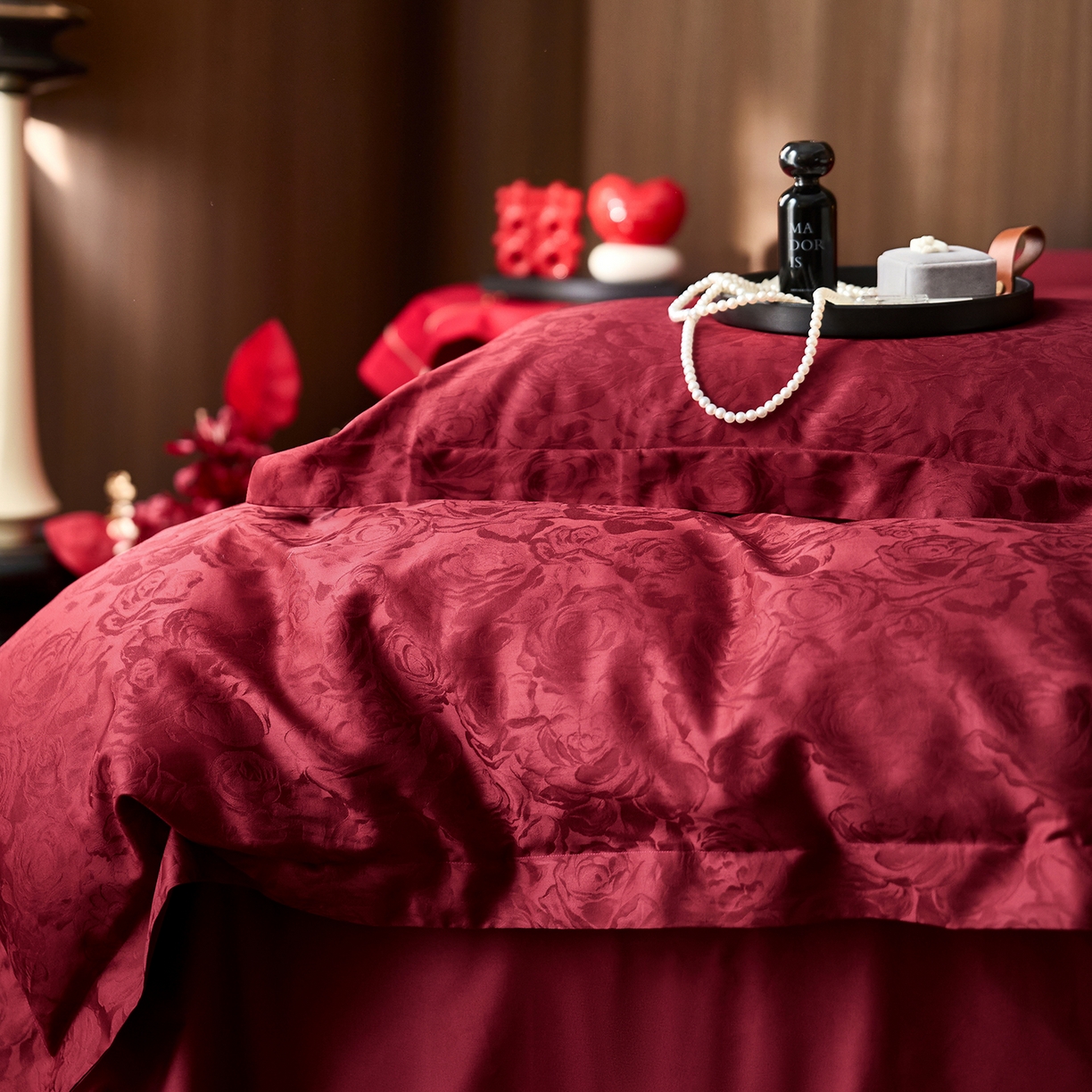 91家纺网 家纺一手货源 找家纺 轩和家居 2025新款50S长绒棉贡缎提花婚庆四件套（优惠劵之后不低于298） 吾家有喜