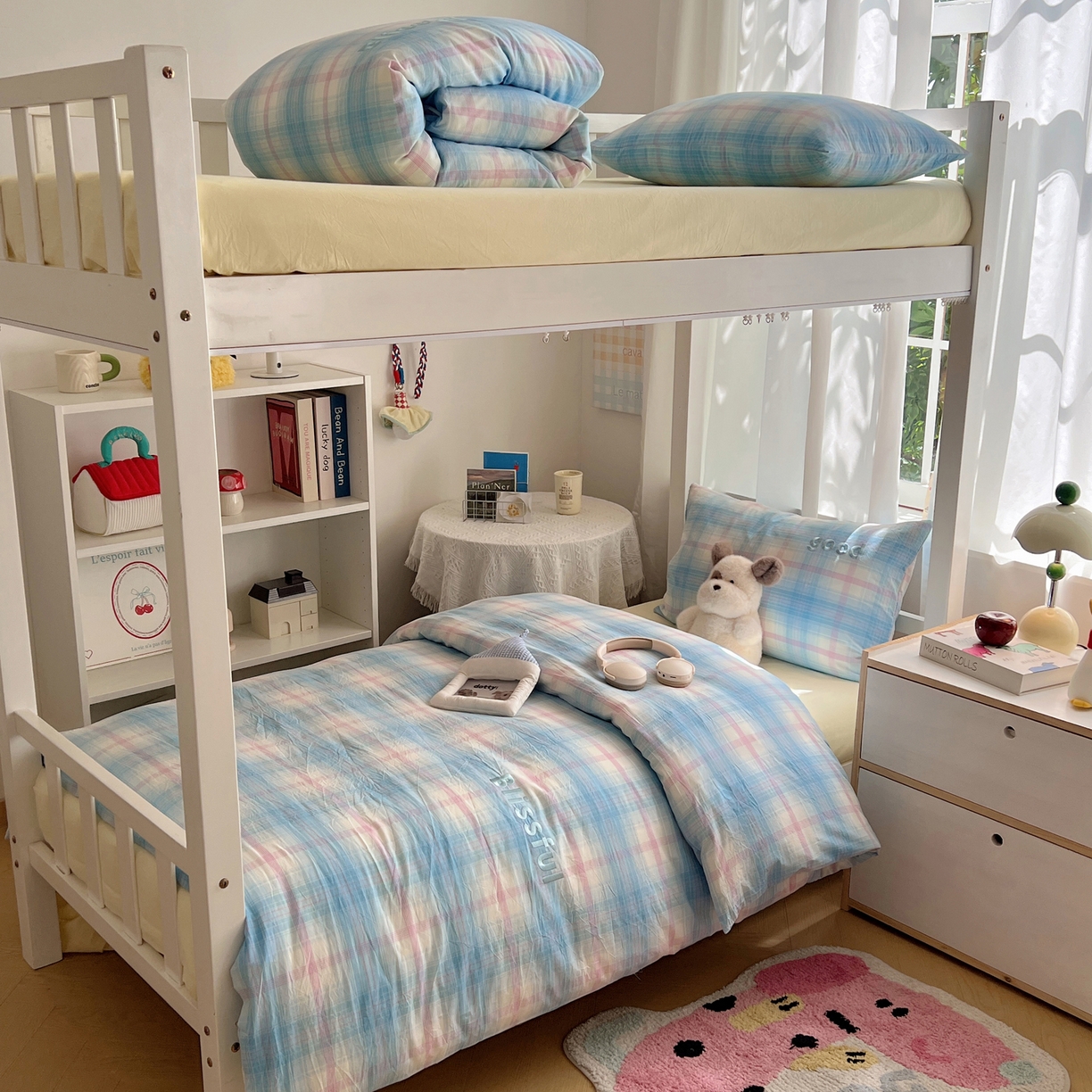 91家纺网 家纺一手货源 找家纺 丽涵家纺 2025新款色织水洗棉刺绣学生三件套 梦想-兰