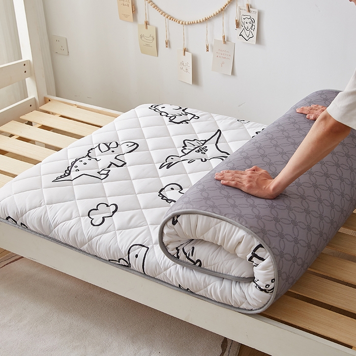 91家纺网 家纺一手货源 找家纺 暖季家纺 2025新款磨毛印花亲肤学生床垫 素描恐龙