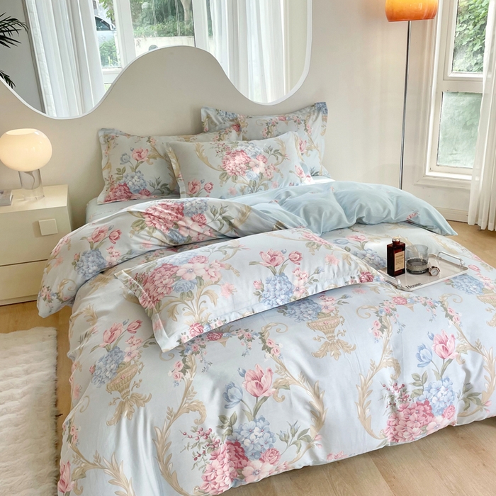 91家纺网 家纺一手货源 找家纺 合纵跨境工厂 2025新款40支纯棉跨境外贸JIT一件代发TEMU亚马逊希音包过核价-全棉印花四件套  罗浮花梦