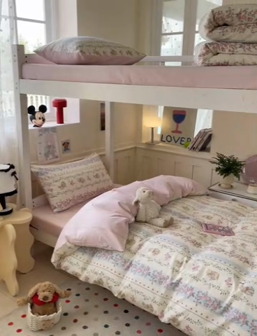 91家纺网 家纺一手货源 找家纺 吉象家纺 2025新款12868高支密全棉印花学生季三件套 碎花小兔