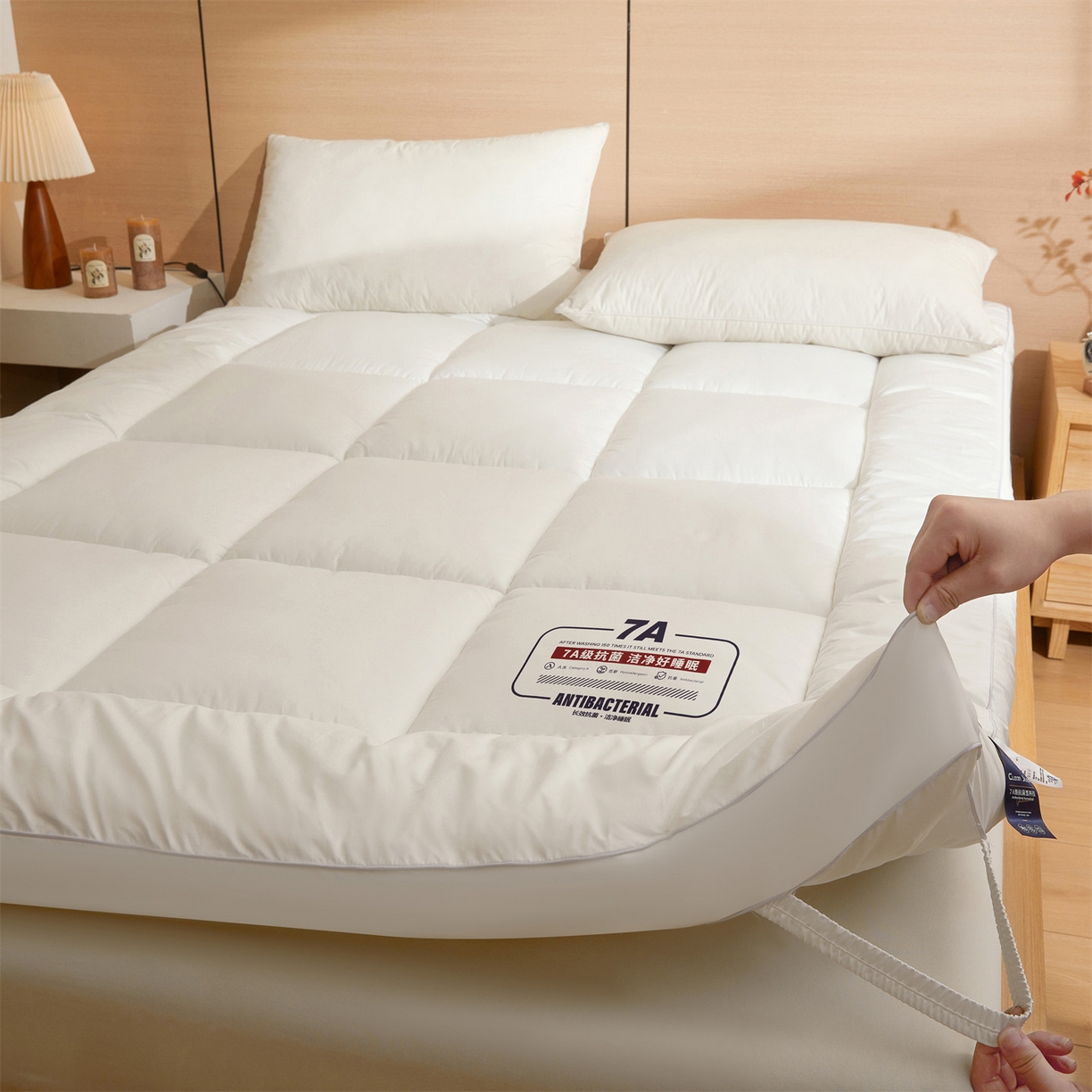 91家纺网 家纺一手货源 找家纺 招财星2店仓储 2025新款酒店床垫学生宿舍单人床褥超厚榻榻米垫子不塌陷带质检报告买家秀 7A抗菌床垫-珍珠白