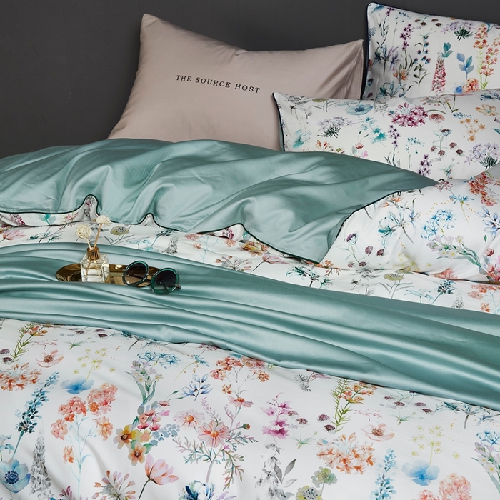 91家纺网 家纺一手货源 找家纺 优然居家纺 2025新款60支数码印花麻绳款四件套 花影佳人