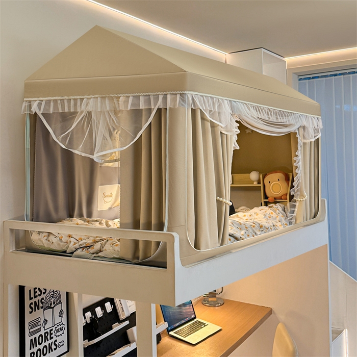 91家纺网 家纺一手货源 找家纺 飞轮海蚊帐 2025新款雪尼尔花边款遮光学生蚊帐-XF-2 XF-2香槟