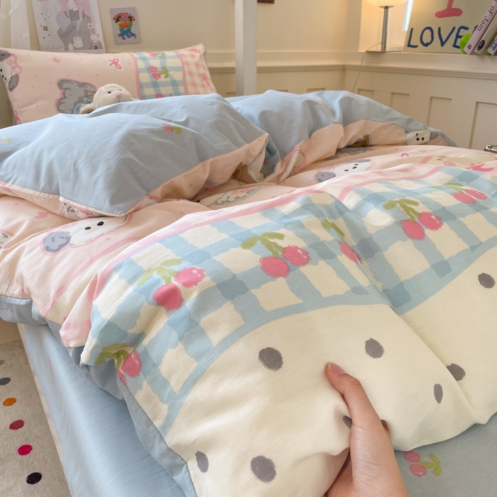 91家纺网 家纺一手货源 找家纺 吉象家纺 2025新款12868高支密全棉印花学生季三件套 洋气柯基崽