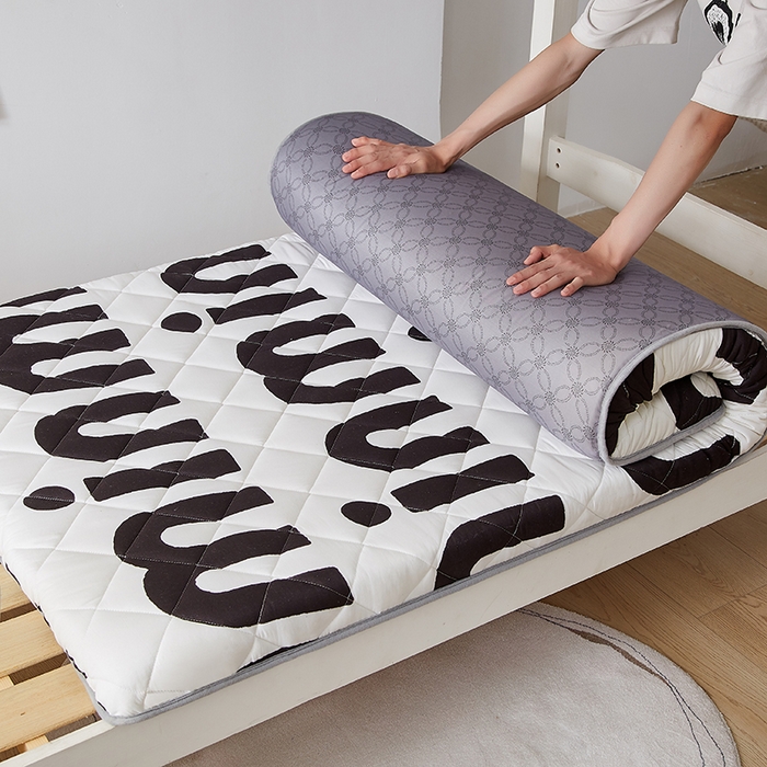 91家纺网 家纺一手货源 找家纺 暖季家纺 2025新款磨毛印花亲肤学生床垫 克里斯丁黑