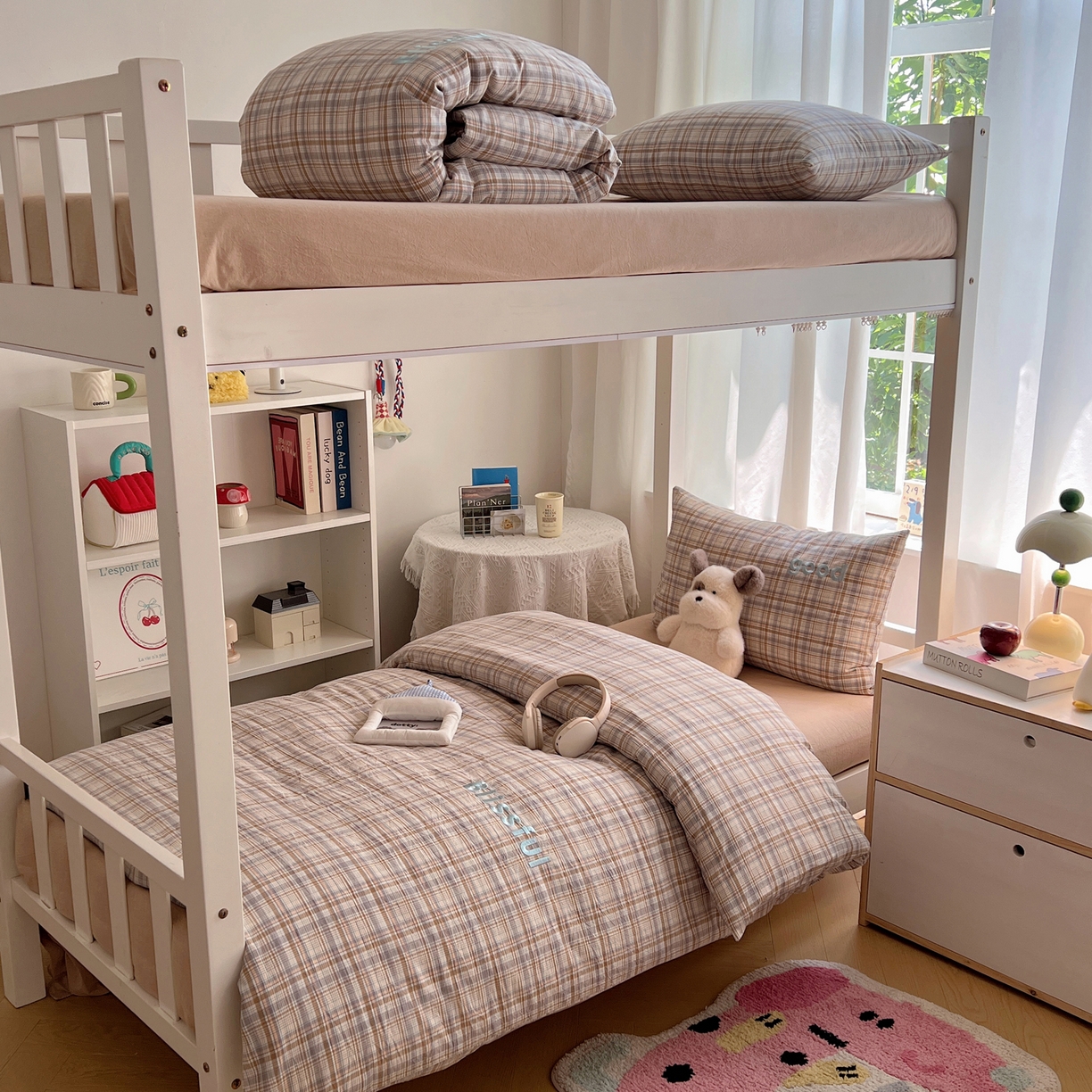 91家纺网 家纺一手货源 找家纺 丽涵家纺 2025新款色织水洗棉刺绣学生三件套 青春