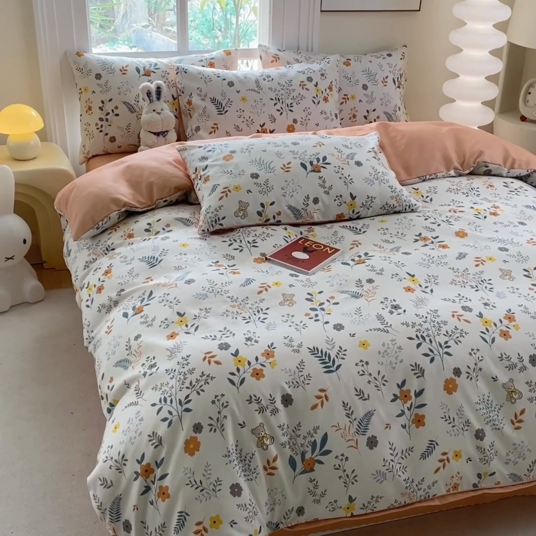 91家纺网 家纺一手货源 找家纺 友承家纺 2025新款芦荟棉亲肤四件套 仙草