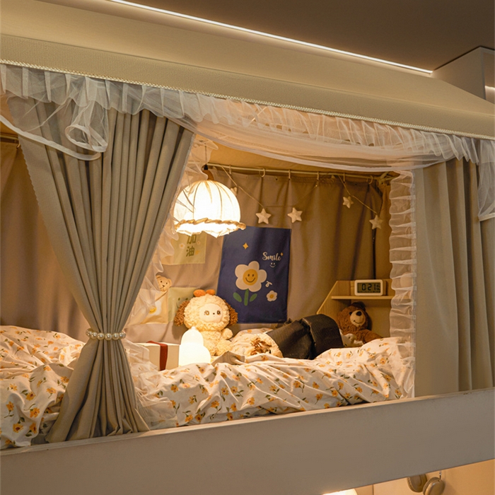 91家纺网 家纺一手货源 找家纺 飞轮海蚊帐 2025新款雪尼尔花边款遮光学生蚊帐-XF-2 XF-2香槟