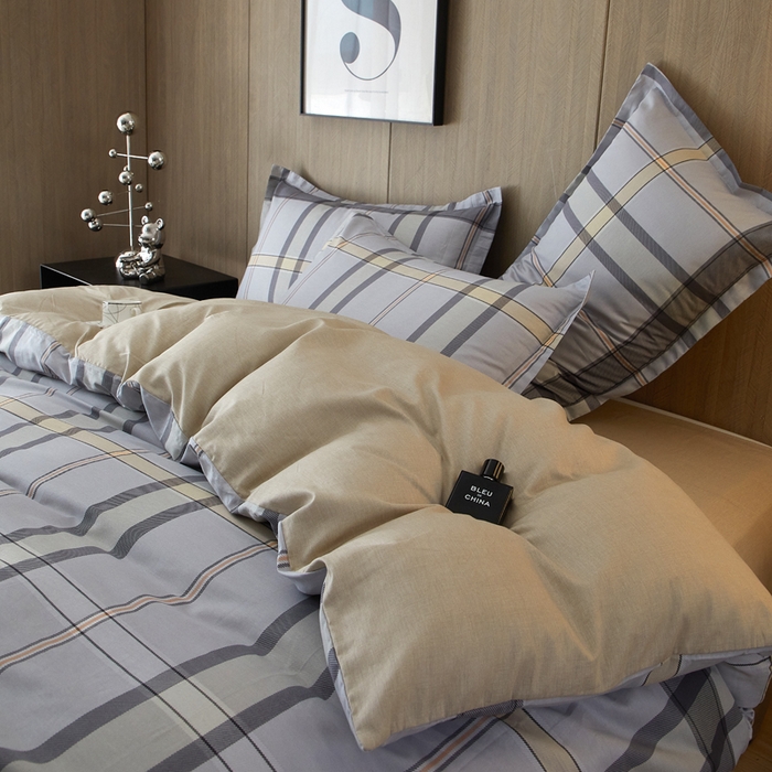 91家纺网 家纺一手货源 找家纺 合纵跨境工厂 2025新款40支纯棉跨境外贸JIT一件代发TEMU亚马逊希音包过核价-全棉印花四件套  简意-咖