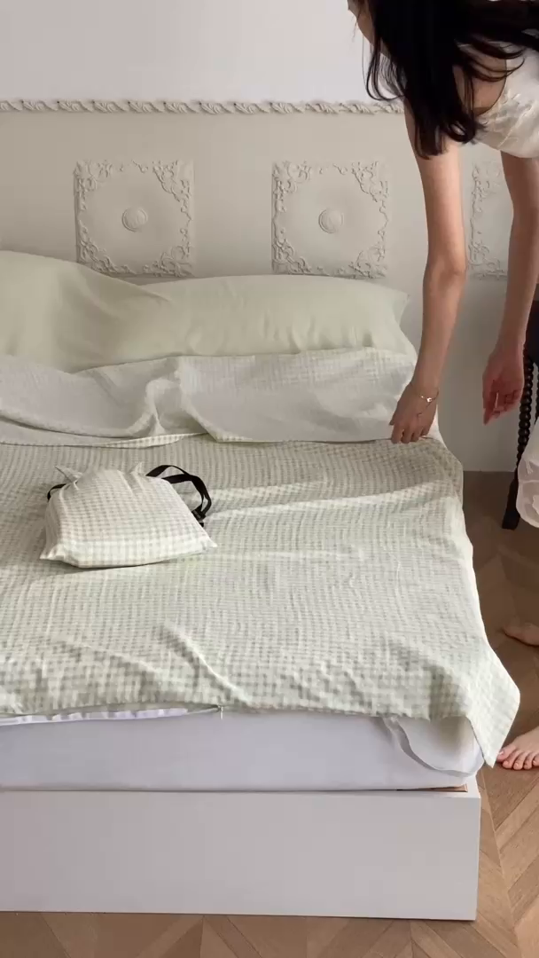 91家纺网 家纺一手货源 找家纺 Sweet dreams甜梦 2025新款全棉双层纱旅行 酒店睡袋 海盐牛奶-绿