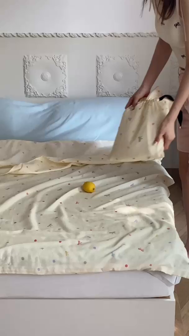 91家纺网 家纺一手货源 找家纺 Sweet dreams甜梦 2025新款全棉双层纱旅行 酒店睡袋 奶芙蝴蝶结